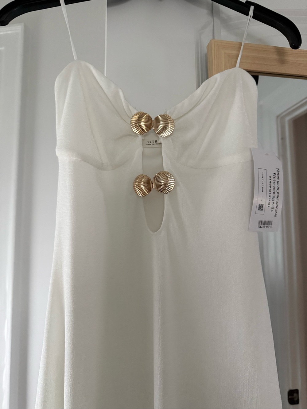 12th Tribe White maxi Dress with Gold Accent